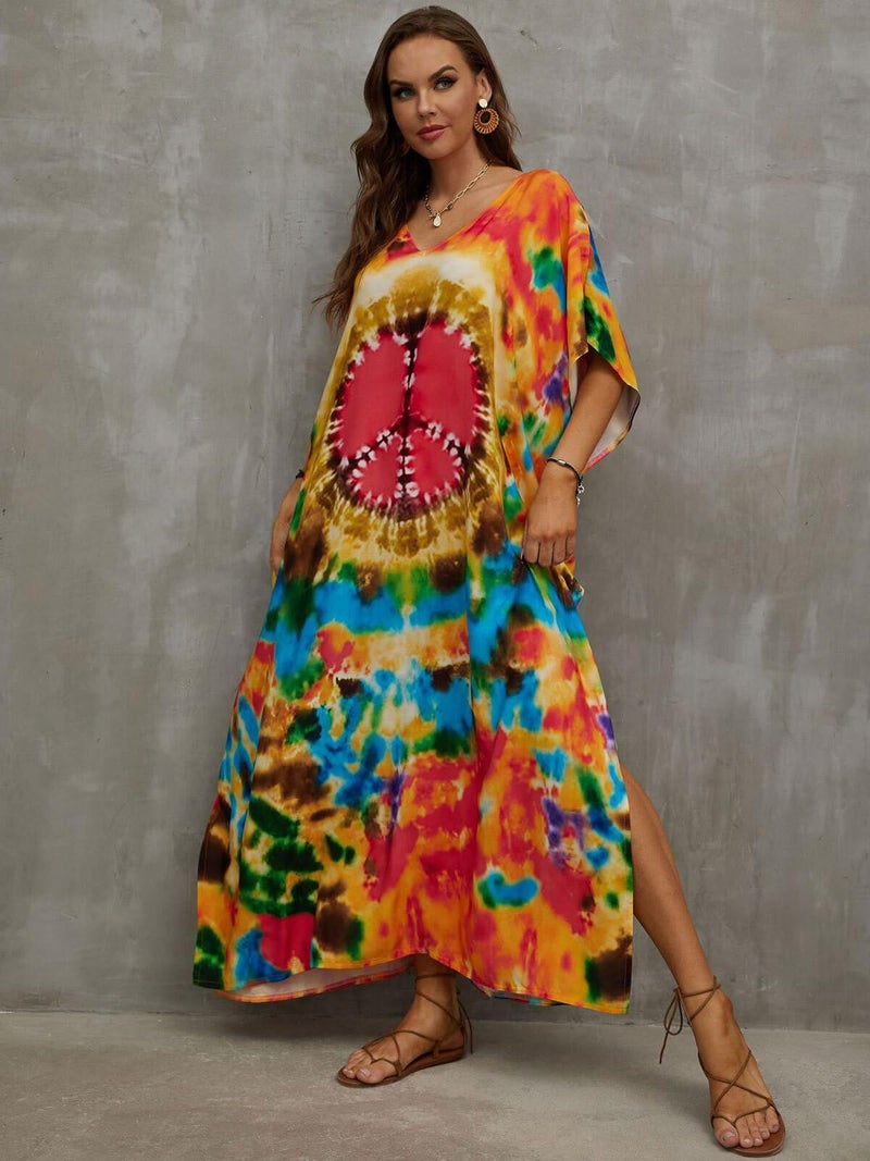 IMAGEKOPE Kaftan Dresses for Women Plus Size Bathing Suit Cover up Caftan Maxi Beach Dresses - Image 4