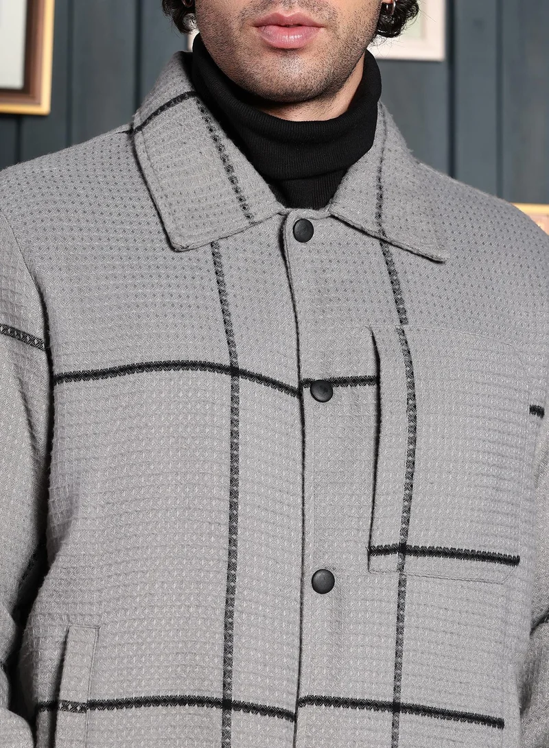 CAHOOT  Men's Coin Grey Waffle-Grid Utility Bomber Jacket for Men | Best Price UAE