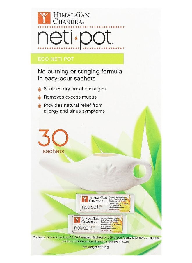 Himalayan Chandra Eco Neti Pot with Neti Salt Saches 2.16 g 