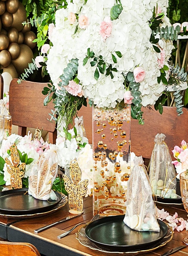 Junkin Christmas Vase Filler Faux Pearls Vase Makeup Beads Bulk No Hole Gloss Pearl Beads Mixed Sizes Round Pearls for Wedding Home Table Birthday Decoration, 8/14/20 mm(Gold) - Image 5