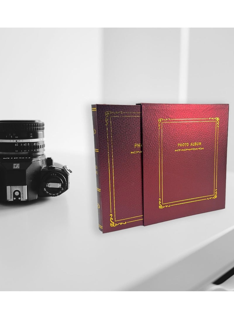 Decorhills Decorhills Photo Album Scrapbook with Slip in Cover, Premium Photo Organizer for Family, Weddings, Travel, and Special Memories, 8 Slots x 50 Pages, 400 Photo Slots, Photo Size 4x6 Inch - Mehroon  - Image 3