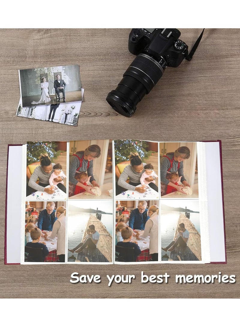 Decorhills Decorhills Photo Album Scrapbook with Slip in Cover, Premium Photo Organizer for Family, Weddings, Travel, and Special Memories, 8 Slots x 50 Pages, 400 Photo Slots, Photo Size 4x6 Inch - Mehroon  - Image 5