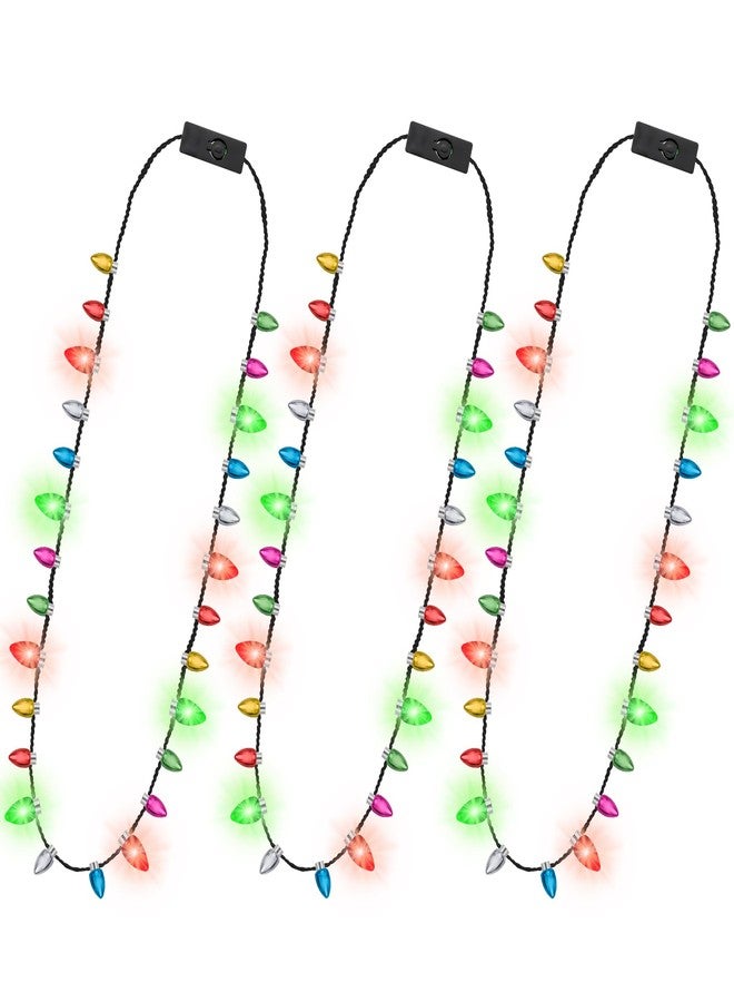 Traplace 3PCS Christmas Accessories, Light Up Christmas Necklace with 3 Flash Modes, Colorful Xmas Lighting Decorations for Christmas Party Favors Festival Party Supplies Ugly Sweater Decor - Image 1