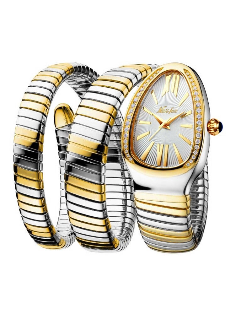 MISS FOX Triple Wrap Bracelet Watch Luxury Gold Snake Watches Women Fashion Brands MISSFOX  Quartz WristWatch Waterproof AAA Clock Lady Hot Gift