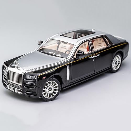 Coelon Kids Metal 1:32 Diecast Car Modal RR Phantom Car Zinc Alloy Pull Back car with Openable Doors Sound and Light (Silver) - Image 4