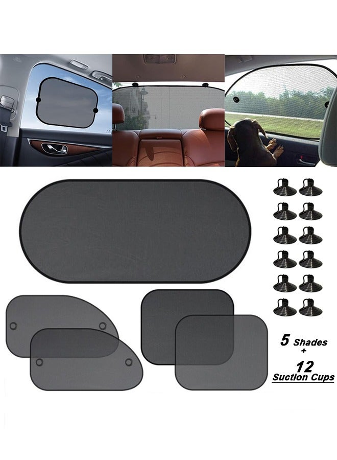 5Pcs Car Window Shade, 39×20 Vehicle Rear Window Sun Shade Blocker with 4 Side Shades, Provide Protection for Your Child from UV Rays and Sun Glare, Car Accessories (Front+Side+Rear) - Image 1