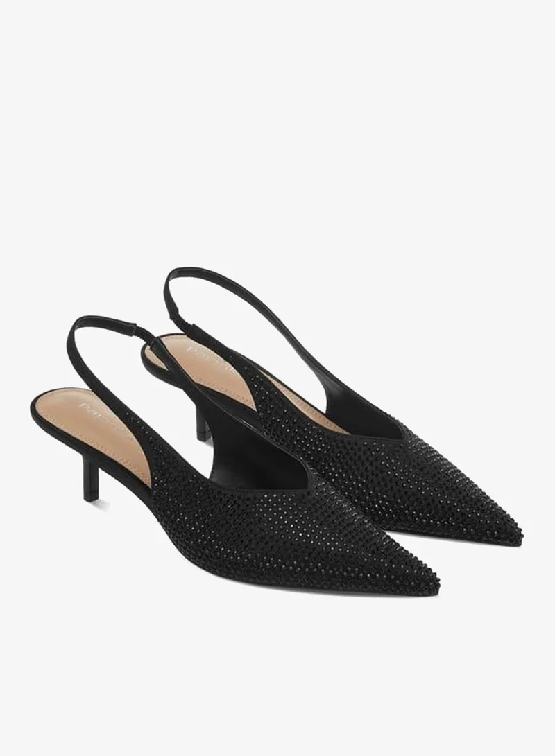 Paprika BLACK Women Embellished Pointed Toe Slingback Shoes with Kitten Heels Ramadan Collection for Women | Best Price UAE