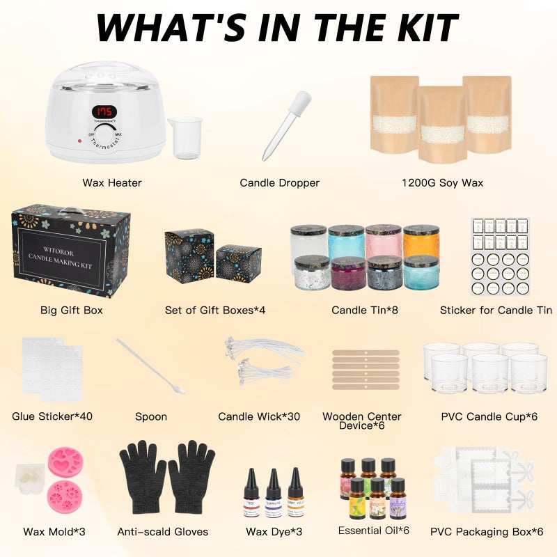 WITOROR Candle Making Kit, Scented Candles Making Kit Supplies with Digital Soy Wax Melt Warmer Candle Making Complete Kit for Adults Beginners DIY Starters - Image 2