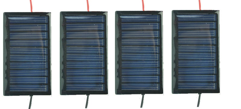 AMX3d AMX Solar 5V 30mA 53X30mm Micro Mini Power Cells for Panels With Wires - DIY Projects - Toys - 3.6v Charge 4 Pcs - Image 1