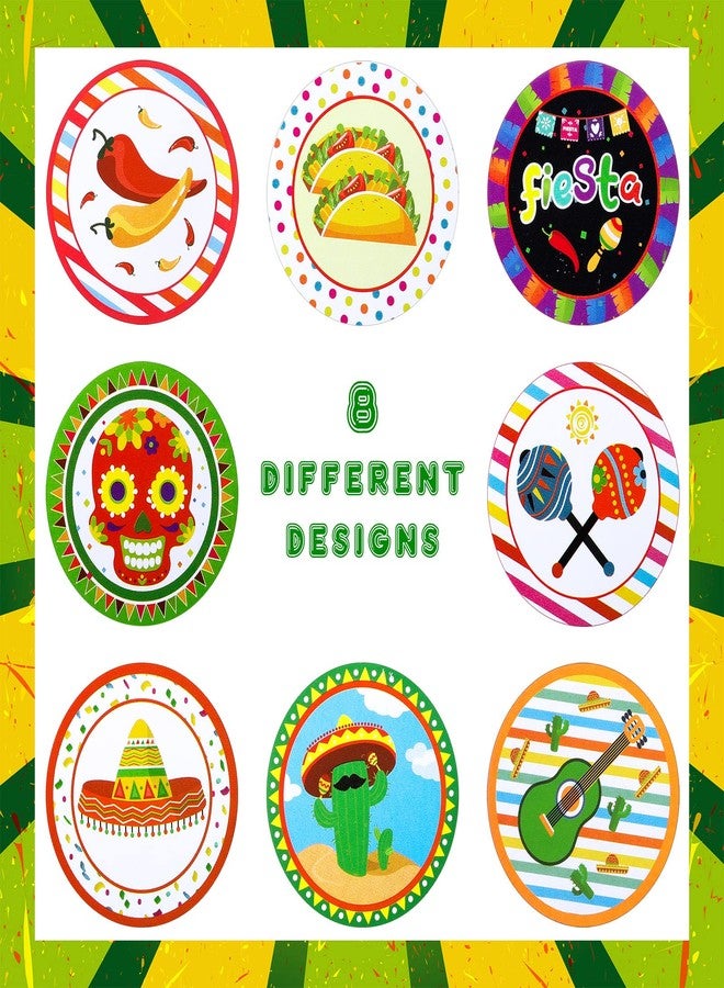 Teling 500 Pcs Cinco De Mayo Stickers Mexican Taco Cactus Guitar Fiesta Stickers Mexican Party Favors Round Circle Labels with 8 Patterns for Cinco De Mayo(Novel Style) - Image 3