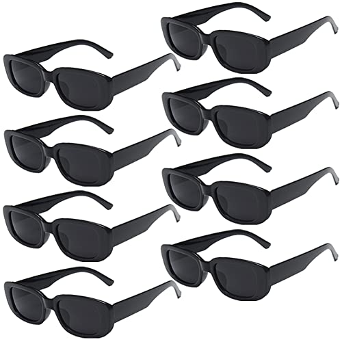 Pibupibu 8 Pack Black Rectangle Sunglasses Bulk, Retro Rectangle Sunglasses for Women Men, Fun Y2k Costume Accessories Glasses Set - Image 1