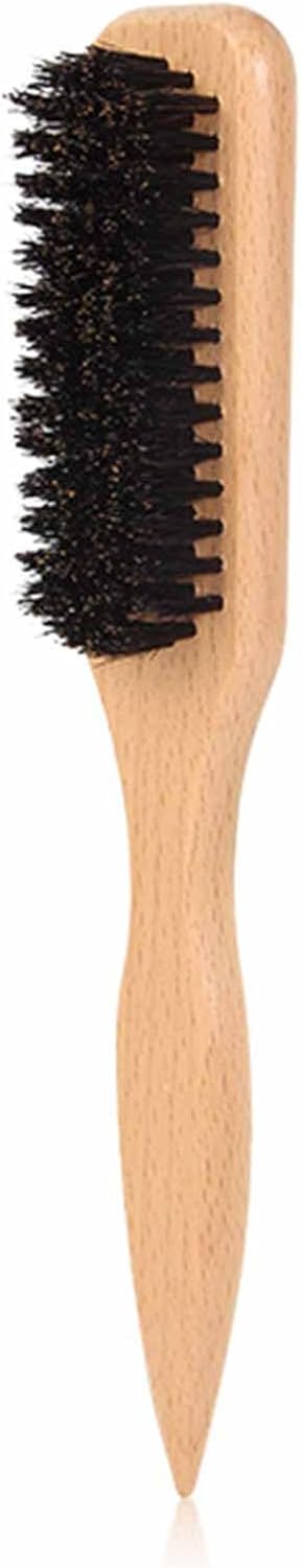 Boar Bristle Slick Back Hair Brush for Sleek Ponytail Bun Smoothing Baby Hairs Flyaways Edge Control Backcombing Teasing Hairbrush with Wide Rat Tail for Sectioning Parting