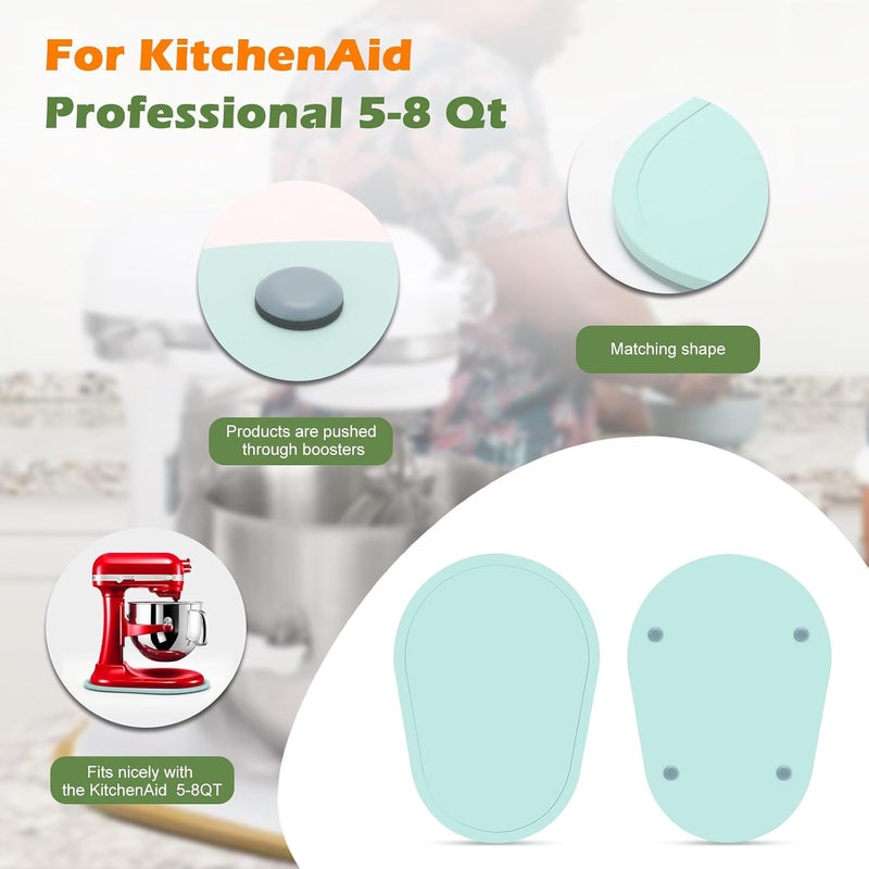 منزلق الخلاط لـ Kitchen Aid 5-8 Qt Bowl Lift Stand Mixer، حصيرة منزلقة خشبية لأجهزة المطبخ ملحقات تخزين سطح العمل، ملحقات الخلاط صينية منزلقة لوح نقل لـ Kitchen Aid، أزرق - Image 3
