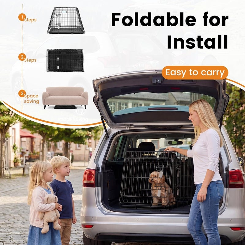 قفص كلب قابل للطي من Gardner Pet للسيارة، قفص سفر بإطار معدني محمول، قفص مدبب يناسب صندوق السيارة الرياضية متعددة الاستخدامات، قفص كلب للسيارة بأبعاد 29 بوصة طول × 18.5 بوصة عرض × 21 بوصة ارتفاع، حامل قفص للجراء/الكلاب الصغيرة - Image 4