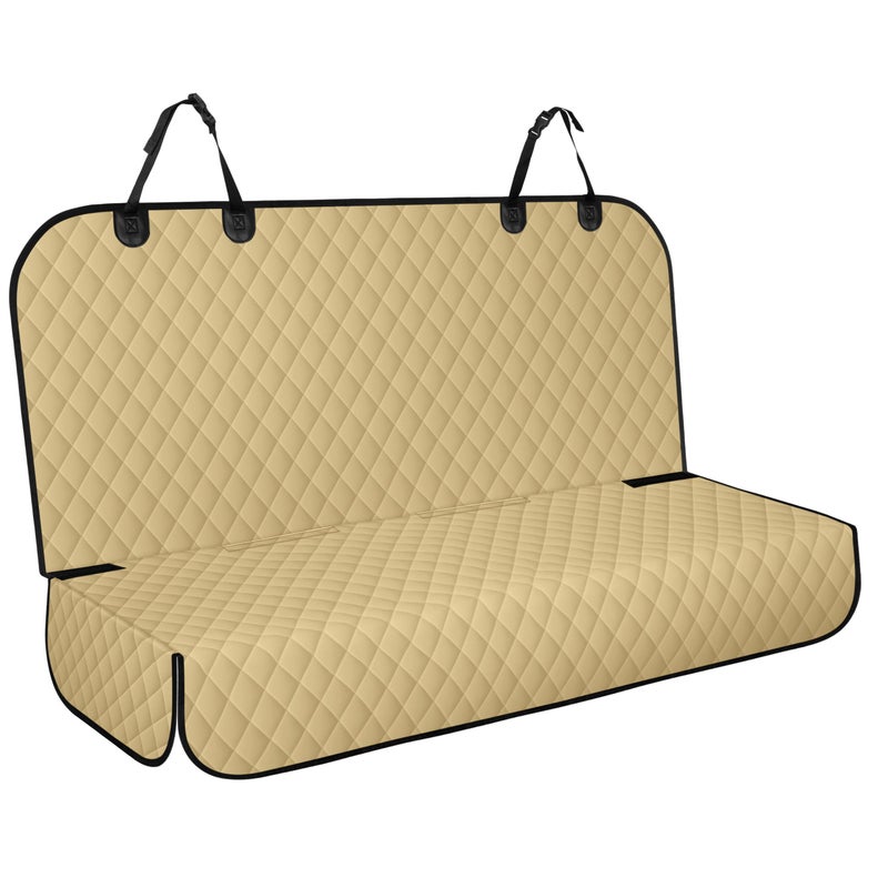 NECKORY Backseat Cover for Dogs, Waterproof and Non-Slip Pet Bench Seat Covers, Car Seat Protector for Back Seat, Universal Size Rear Car Seat Cover Fits Cars, Trucks and SUVs, L-Khaki&Black - Image 1