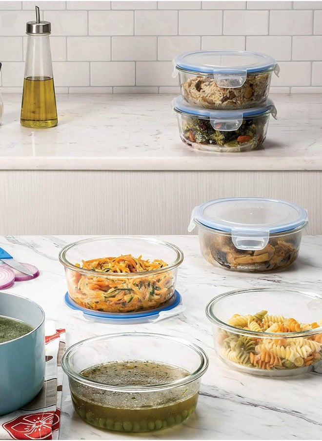 Arabest - Superior Glass Round Meal-Prep Containers, BPA-free Airtight Food-Storage Containers with 100% Leakproof Locking Lids, Freezer-to-Oven Safe Great On-the-Go Portion Control Lunch Containers, 22oz - Image 1