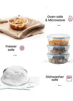 Arabest Superior Glass Round Meal-Prep Containers, BPA-free Airtight Food-Storage Containers with 100% Leakproof Locking Lids, Freezer-to-Oven Safe Great On-the-Go Portion Control Lunch Containers, 22oz  - Image 5