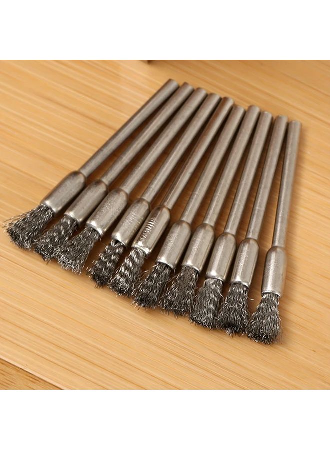 10 Pcs Stainless Steel Wire Brush Set With 3 17mm Handle For Rotary Tools Cleaning - Image 1