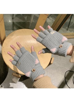 Generic Cute Fleece-Lined Winter Gloves for Men and Women Light gray 