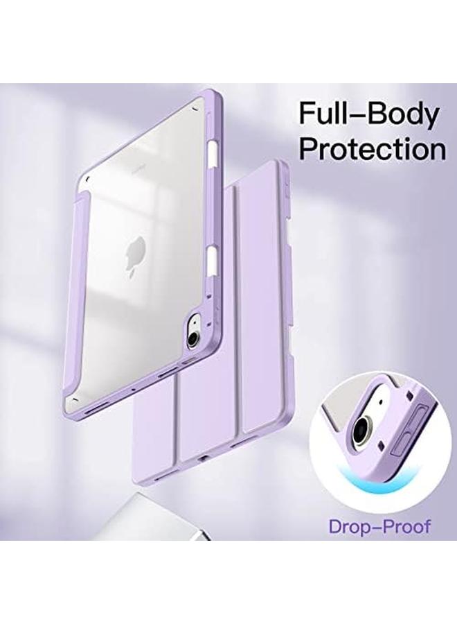 Jetech Case For iPad Air 5 4 2022 2020 5Th 4Th Generation 10.9 Inch With Pencil Holder Clear Transparent Back Shell Slim Stand Shockproof Tablet Cover Auto Wake Sleep Light Purple - Image 3