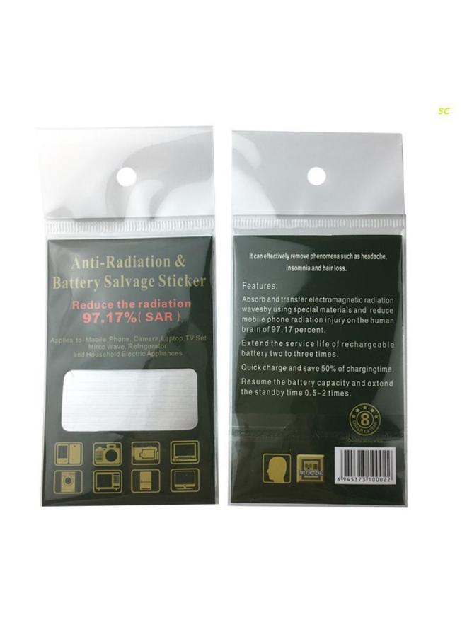 E-commerce Hard Box Packaging Mobile Phone To Prevent Radiation Stickers Metal Square Anion Stickers Radiation Mobile Phone Stickers-Color:Silver (opp Bag) - Image 1