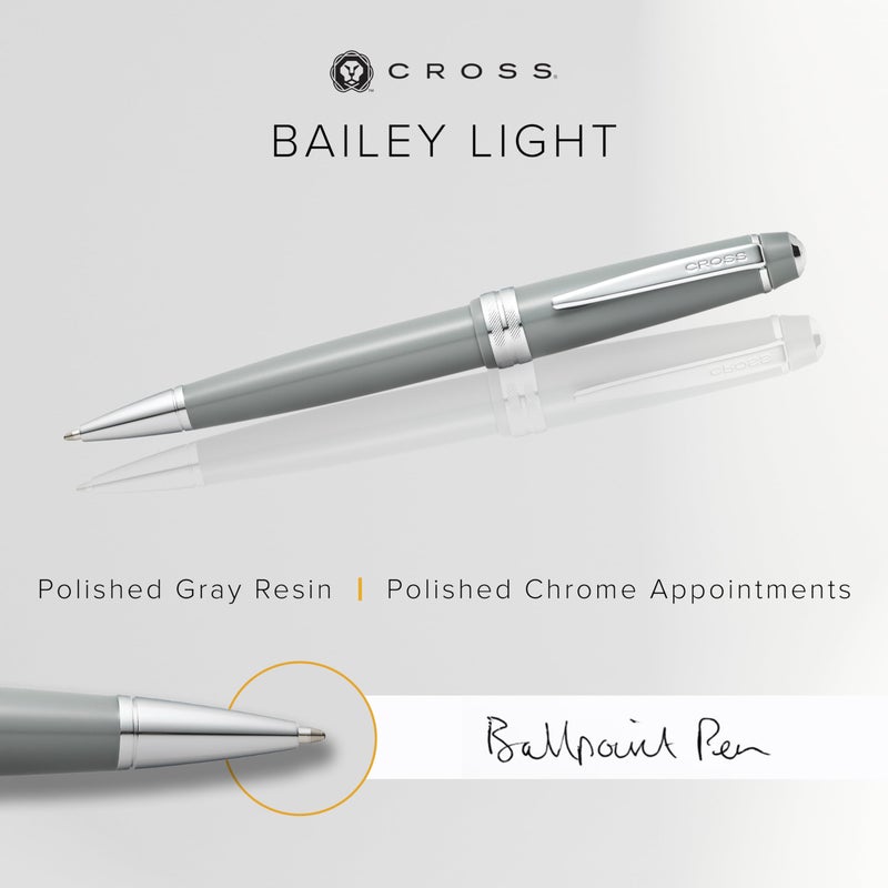 Cross قلم حبر جاف قابل لإعادة التعبئة من كروس بيلي خفيف مصقول، قلم متوسط، يشمل علبة هدايا فاخرة - رمادي لامع - Image 2