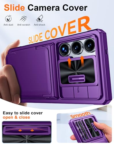 Vizvera for Samsung Galaxy S25 Ultra Case Wallet RFID [Cards Holder][Camera Cover][Edge Raised] Full Body Rugged Shockproof Silicone Protective Phone Case for Galaxy S25 Ultra 6.9" 2025(Purple) - Image 5