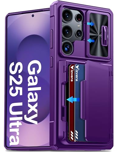 Vizvera for Samsung Galaxy S25 Ultra Case Wallet RFID [Cards Holder][Camera Cover][Edge Raised] Full Body Rugged Shockproof Silicone Protective Phone Case for Galaxy S25 Ultra 6.9" 2025(Purple) - Image 1