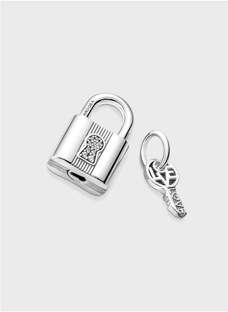 Padlock And Key Dangle Charm