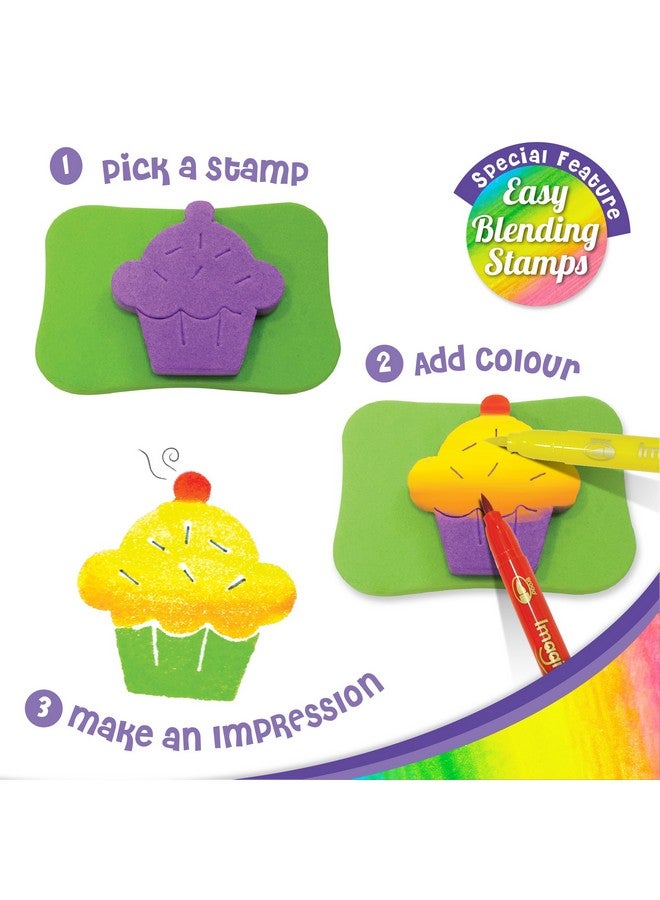 إيماجيميك مجموعة تلوين وختم الطعام من إيماجيميك للبنات والأولاد من عمر 3 سنوات فما فوق، متعددة الألوان - Image 4