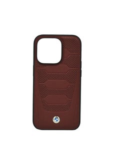 Signature Collection Genuine Leather Case with Perforated Seats Design For iPhone 14 Pro Burgundy