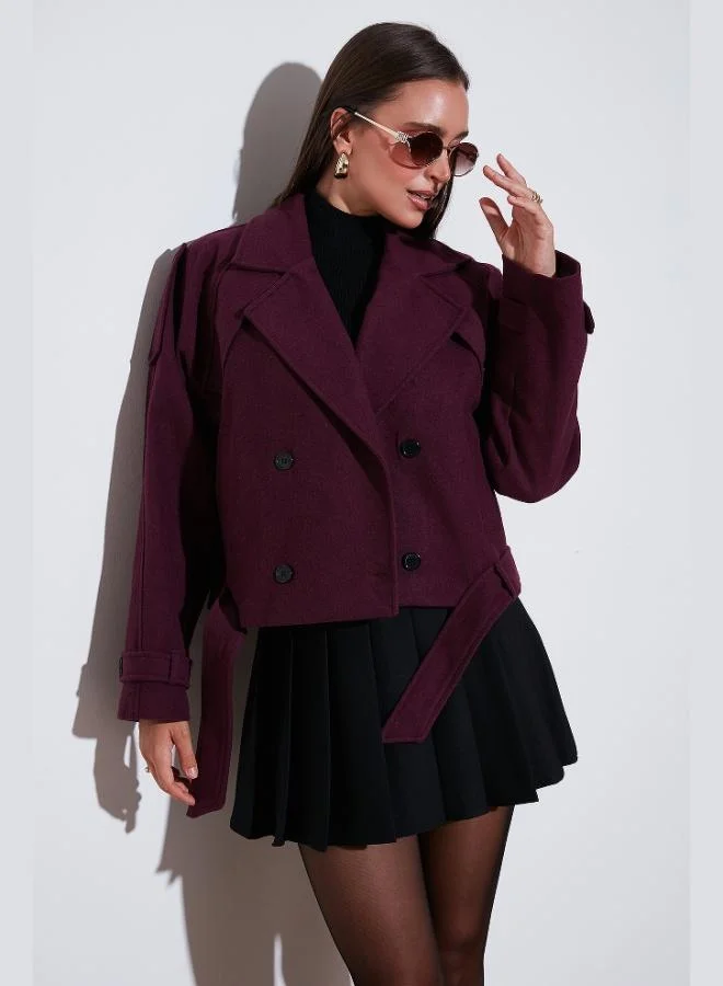 ليلا معطف قصير نسائي من الكشمير ناعم الملمس بقصة عادية من ليلا قطن