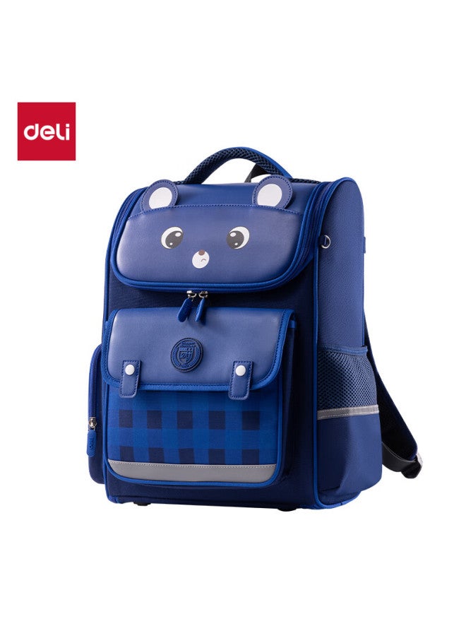 Deli Cartoon Backpack For Elementary School Students, Spine-protecting Large Capacity Backpack, Blue Bear Design For Grades 3-6 - Image 5