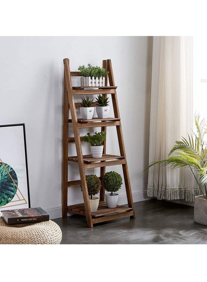 Generic FFD 4 Tier Folding Wooden Plant Stand Wood Organizer Flower Pot Shelf Display Rack Towel Holder Ladder Garden Indoors Outdoors  - Image 2