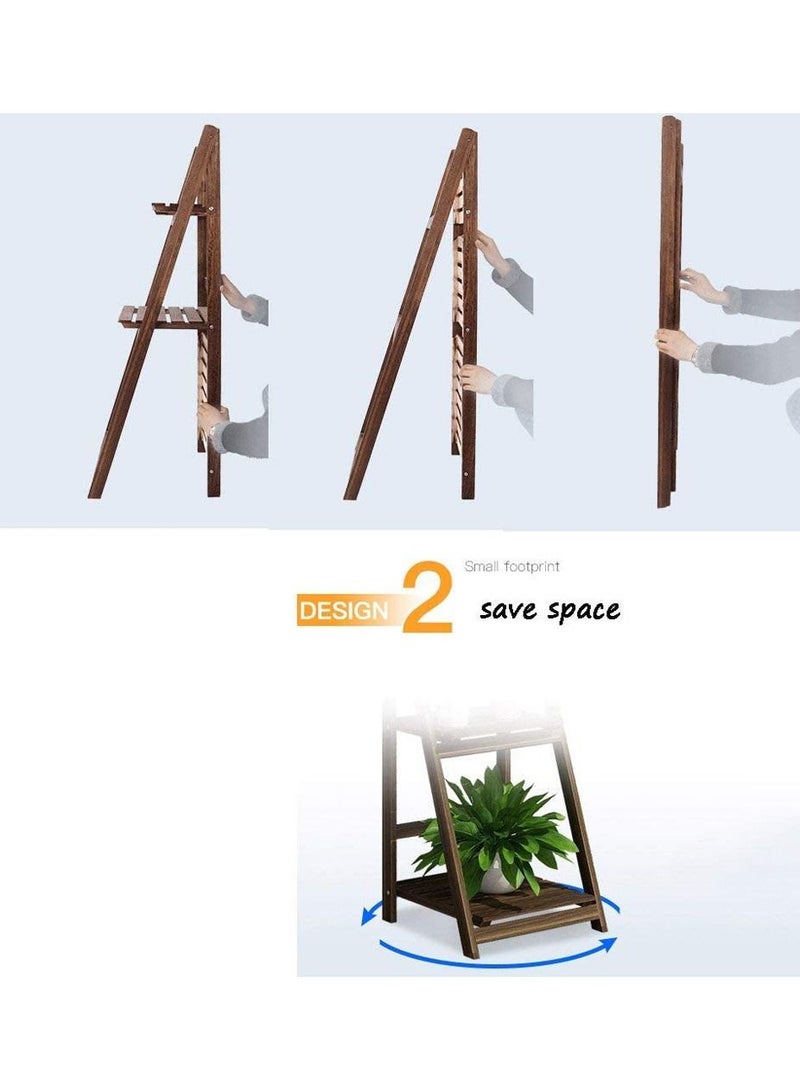 Generic FFD 4 Tier Folding Wooden Plant Stand Wood Organizer Flower Pot Shelf Display Rack Towel Holder Ladder Garden Indoors Outdoors  - Image 4