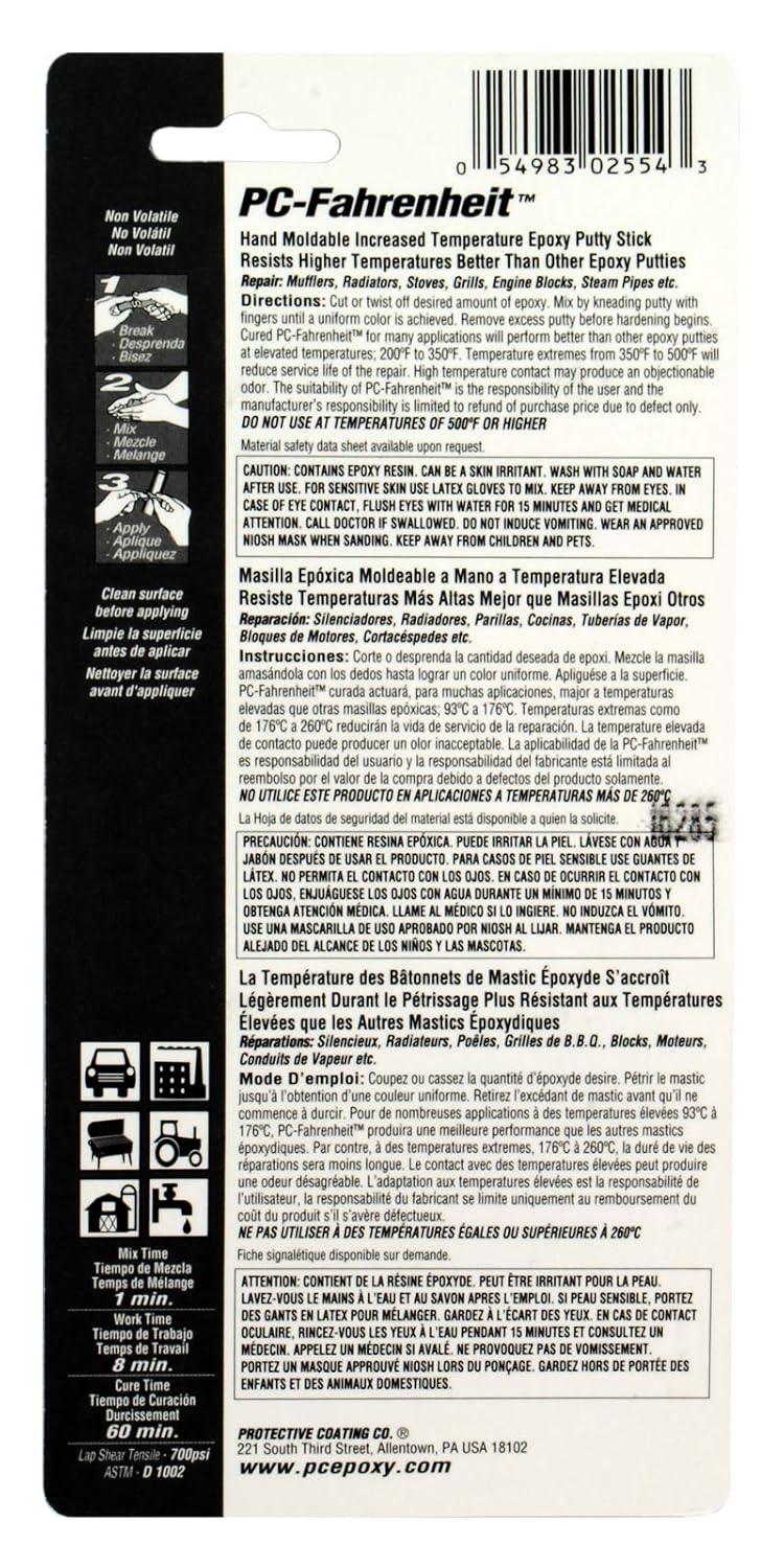PC Products 25543 PC-Fahrenheit Moldable Epoxy Putty - High Temperature Resistant, 1 oz - Image 2