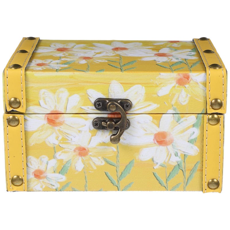 Daisy Oil Painting Wooden Jewelry Storage Box Pu Leather Keepsake Organizer - Image 2