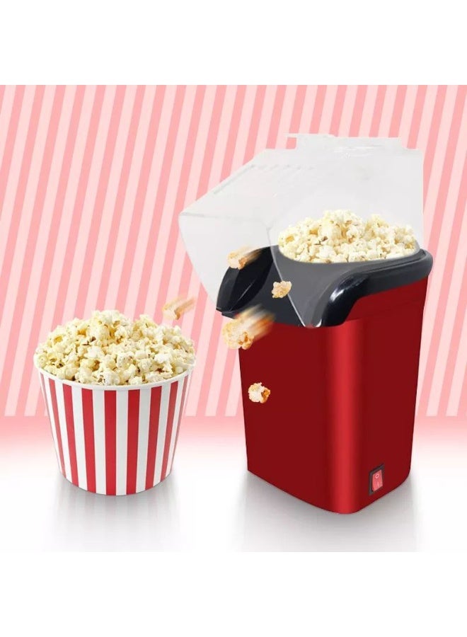 Popcorn machine that uses air circulation without oil, measuring capacity 40-60 grams