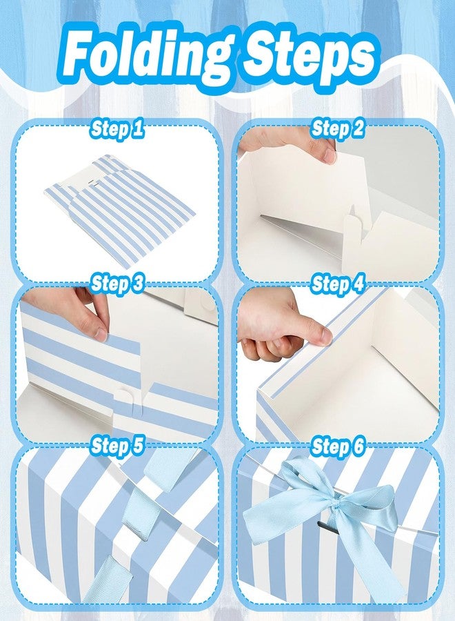 Kolldenn 12 Pcs Blue White Striped Bridesmaid Boxes Bridesmaid Proposal Gift Boxes with Satin Ribbon Blue Coastal Beach Last Toast on The Coast Party Bridal Supplies, 7.87 x 10.6 Inch - Image 4