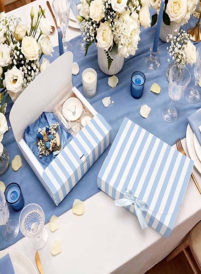 Kolldenn 12 Pcs Blue White Striped Bridesmaid Boxes Bridesmaid Proposal Gift Boxes with Satin Ribbon Blue Coastal Beach Last Toast on The Coast Party Bridal Supplies, 7.87 x 10.6 Inch - Image 5