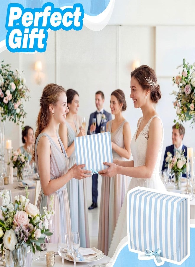 Kolldenn 12 Pcs Blue White Striped Bridesmaid Boxes Bridesmaid Proposal Gift Boxes with Satin Ribbon Blue Coastal Beach Last Toast on The Coast Party Bridal Supplies, 7.87 x 10.6 Inch - Image 2