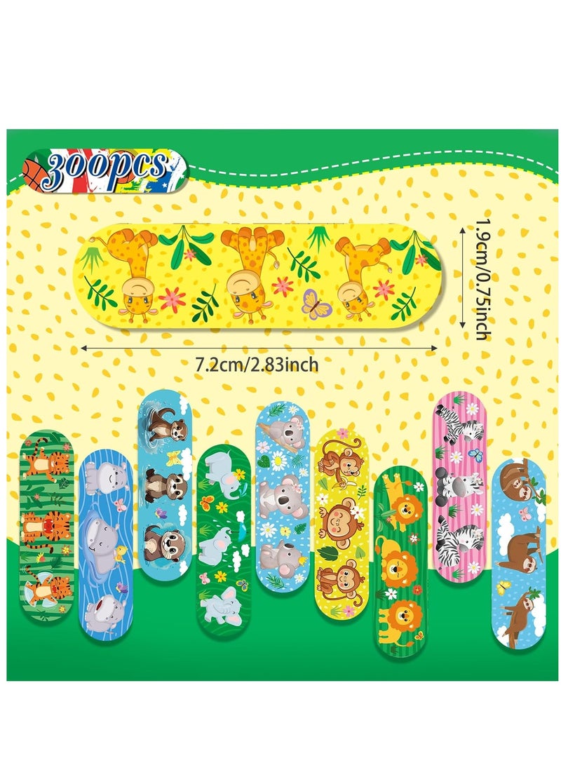 SYOSI 300 Pieces Kids Cartoon Bandages Flexible Adhesive Colorful Cute Bandages Waterproof Knuckle Fingertip Breathable Stickers Protection Care Cuts for Girls Boys Children Animals - Image 3