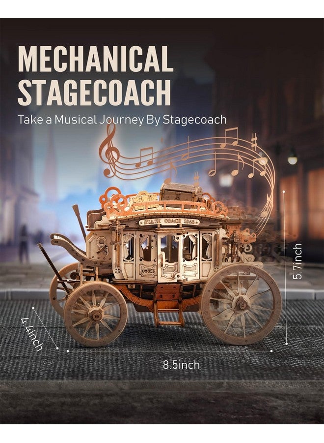 ROKR 3D Wooden Puzzles For Adults-Stagecoach Music Box Kit-Diy Wood Model Kits For Adults-Toy Gifts For Ages 14 And Up - Image 2