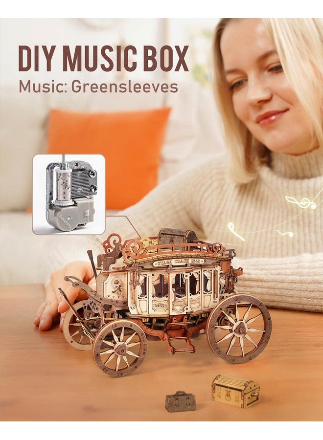 ROKR 3D Wooden Puzzles For Adults-Stagecoach Music Box Kit-Diy Wood Model Kits For Adults-Toy Gifts For Ages 14 And Up - Image 3