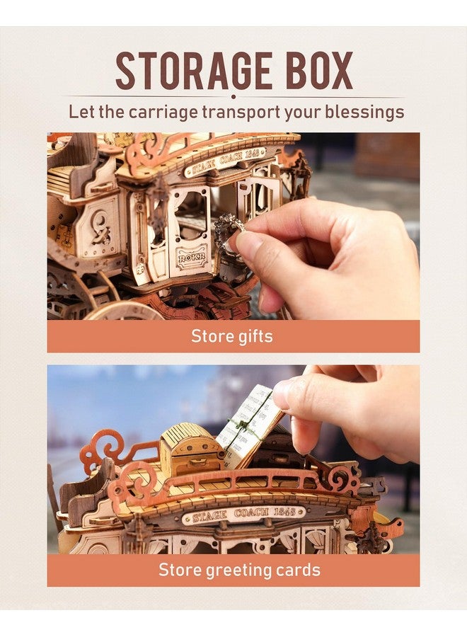ROKR 3D Wooden Puzzles For Adults-Stagecoach Music Box Kit-Diy Wood Model Kits For Adults-Toy Gifts For Ages 14 And Up - Image 4