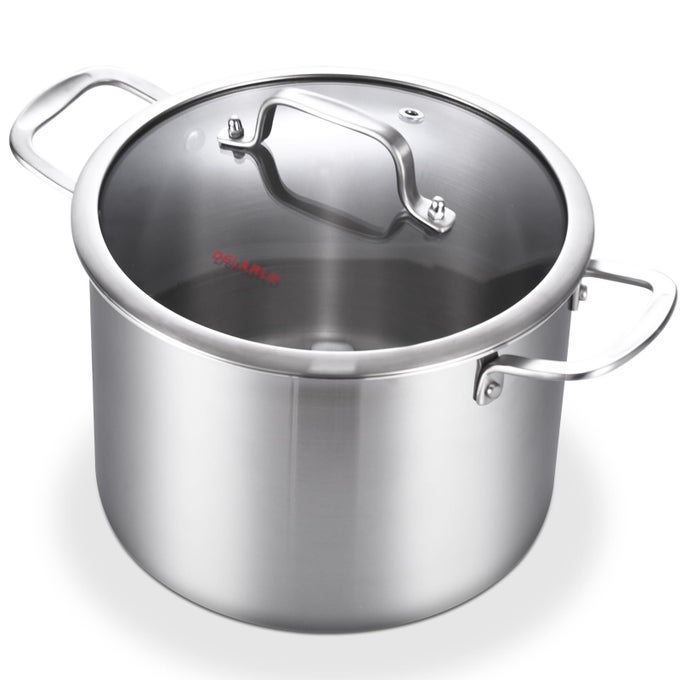 TRIPLY STAINLESS STEEL 8 QUART STOCK POT ALL STOVE COMPATIBLE UP TO 600 SOUP POT WITH LID 1810 INDUCTION BIG STOCKPOT WITH LIDS LARGE STAINLESS STEEL INDUCTION FOR COOKING