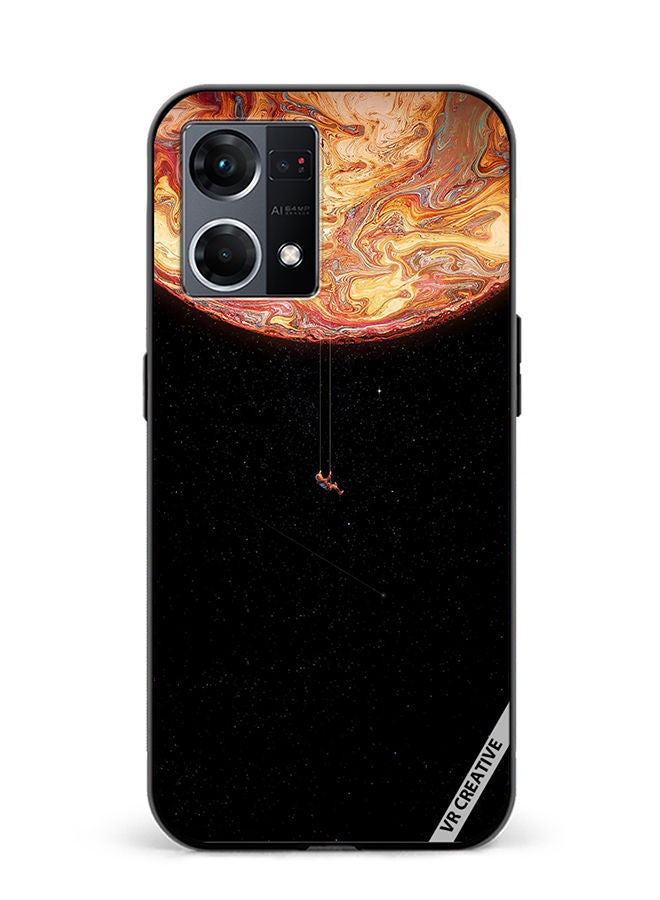 VR CREATIVE Protective Case Cover For Oppo Reno8 4G Black Galaxy Design Multicolour - Image 1