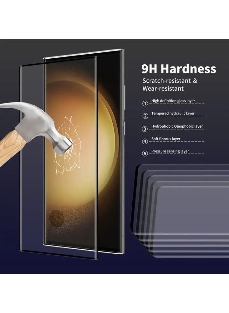 Color Fans Samsung Galaxy S24 Ultra 3D Curved Hot Bending Full Glue Clear Anti-explosion Tempered Glass Screen Protector [2 Pack] Support Fingerprint Unlocking - Image 5