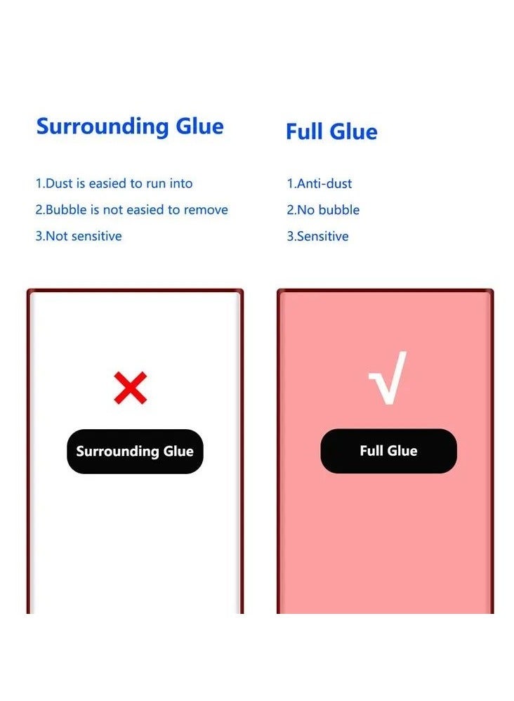 Color Fans Samsung Galaxy S24 Ultra 3D Curved Hot Bending Full Glue Clear Anti-explosion Tempered Glass Screen Protector [2 Pack] Support Fingerprint Unlocking - Image 2