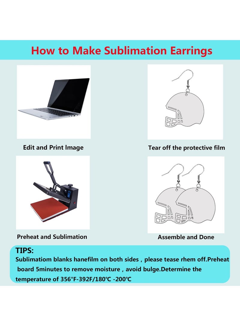 Excefore Sublimation Earring Blanks Bulk, 48 Pcs Double Sided Heat Transfer Sublimation Earrings Sublimation Jewelry Blanks, for Jewelry DIY Making Supplies (Helmet) - Image 4